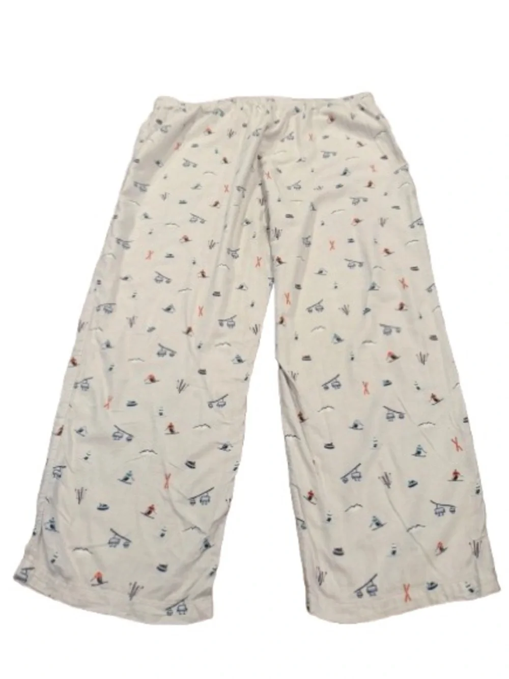 GAP Women’s White Pajama Pants with Blue & Orange Ski Motif Size Extra Large